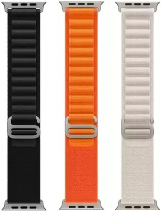 HiWatch Alpine Loop Nylon Bands/Straps Compatible with Watch 49mm 45mm 44mm 42mm Men & Women, Adjustable Strap with Metal G-Hook Premium orange , green ,white and black color Strap for iWatch Ultra Series SE 8 7 6 5 4 3 2 1 (Only Alpine Loop Strap for Apple iWatch, Watch NOT Included) Smart Watch St