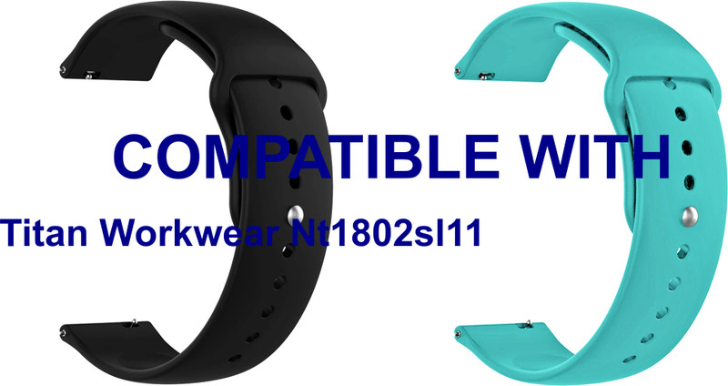 ACM WSM7A22BKBL4047 Pack of 2 Watch Strap Silicone Belt 22mm for Fastrack Analog Ns3015al01 (Black/Blue) Smart Band Strap(Mullti Color)
