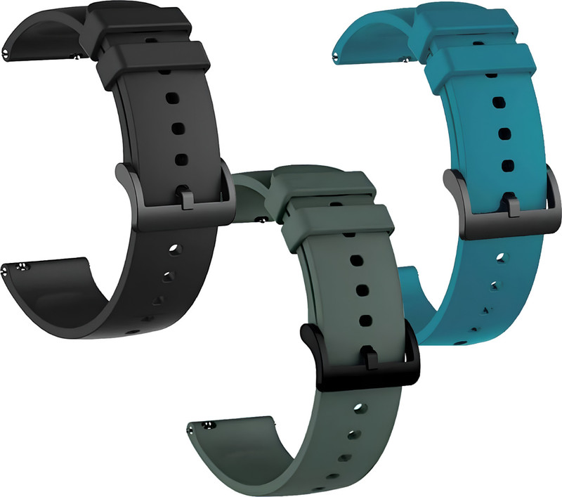 TRENDINGVIEW 22mm Black Buckle Smartwatch Strap | Soft Silicone Belt for All 22 mm Watches (Pack of 3) Smart Watch Strap(Mullti Color)