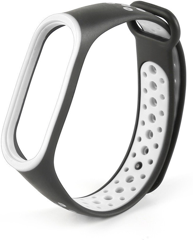 AUDICE NIKE STYLE HOLES/ DOTED SOFT SILICON BAND BRACELET STRAP FOR XIAOMI MI BAND 3 AND MI BAND 4 ( (WATCH NOT INCLUDED)-BLACKWHITE Smart Band Strap(Black, White)