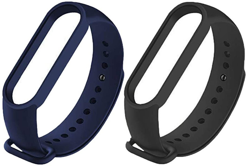 UNQT Mi Band 5 & 6 Strap Strap Mi M5 & Mi M6 Black, Pack of 3 Smart Band Strap(Black)