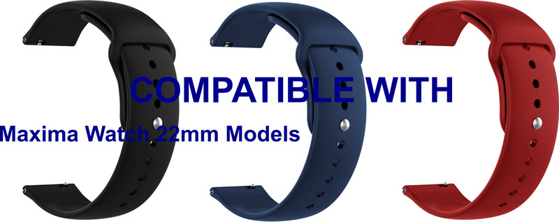 ACM WSM2P22DBLRD4026 Pack of 2 Watch Strap Silicone Belt 22mm for Fossil Decker Chronograph Ch2600ie (Dark Blue/Red) Smart Band Strap(Mullti Color)