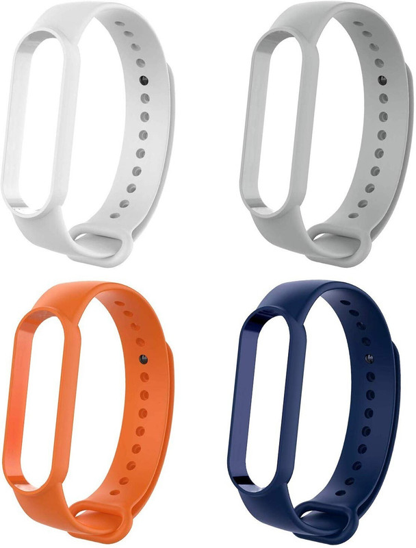 PORTLIX SOFT SILICON REPLACEMENT BAND STRAP FOR WITH XIAOMI MI BAND 5 AND XIAOMI MI BAND 6 (NOT FOR MI BAND 4/3/2) 04PCS COMBO (ORANGE,BLUE,WHITE,GREY) Smart Band Strap(Blue, Grey, White, Orange)