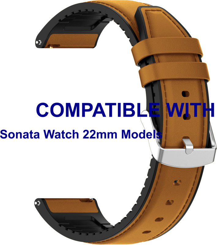 ACM WSM33U22GL4009 Watch Strap Leather Silicone Belt 22mm for Sonata Watch 22mm Models Gold Smart Band Strap(Gold)
