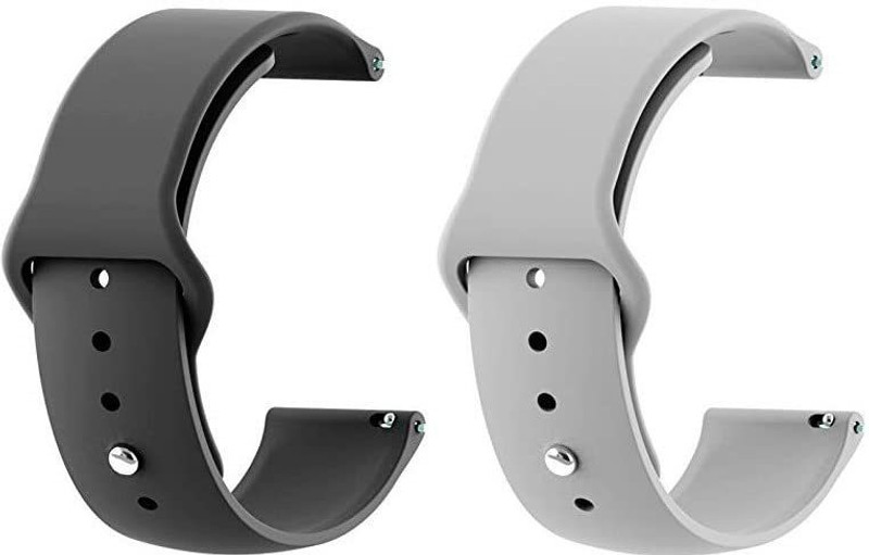 Gadgetzilla 20MM Soft Silicone Watch Band Strap Compatible With Noise X-Fit 1 20 mm Silicone Watch Strap(Black, Grey)