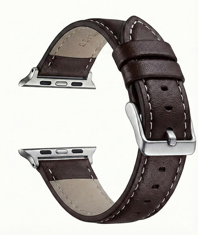 KICKSTORM Leather Watch Strap Band Vintage Style with White Stitching & Metal Clasp(Watch Not Included) Watch Strap Ultra1/Ultra2/11/10/ 9/8/7/6/5/4/3/2/1/SE Compatible For Strap 49mm /46mm/45mm/44mm/42mm Smart Watch Strap Smart Watch Strap(Brown)
