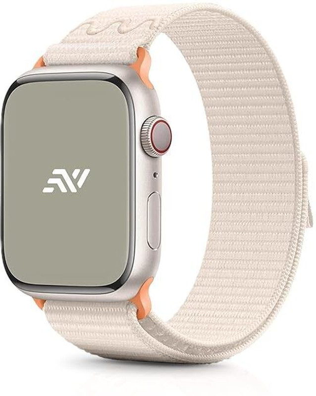 NECESORIES Nylon Weave Velcro Band Compatible with Iwatch strap 42(Series 10)/41/40/38mm Smart Watch Strap(White)