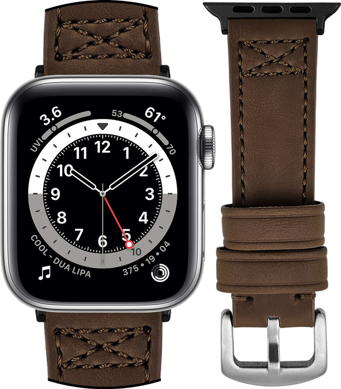 DBLACK [GUILD] Designed for Apple Watch Band (42/44/45/46/49mm, Black) | Nylon X-Stitch Design Leather Strap | For Apple Series 11 10 9 8 7 6 5 4 3 2 1, SE 3/2/1 and Ultra 3/2/1 (Watch is Not Included) Smart Watch Strap(Brown)