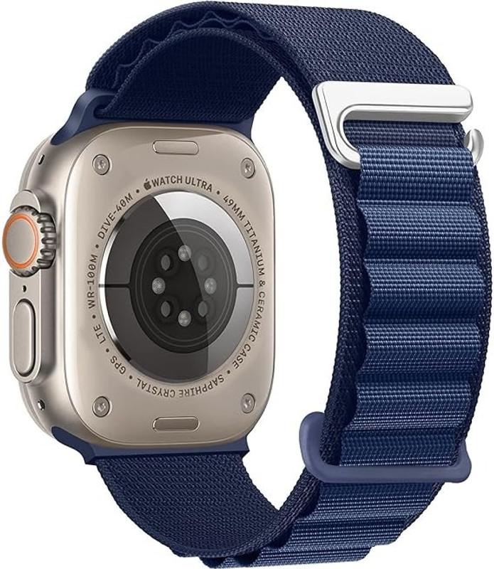 Vaku Luxos Nylon Apple Watch Band Ultra/ Ultra 2/ 9 8 SE 7 6 5 4 3 2 (49mm 45mm 44mm 42mm) Smart Watch Strap(Blue)