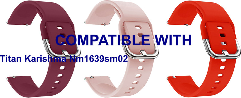 ACM WSM8H20BPUCPKDBL4010 Pack of 3 Watch Strap Hook Belt 20mm for Sonata Watch 20mm Models (Purple/Creame/Blue) Smart Band Strap(Mullti Color)