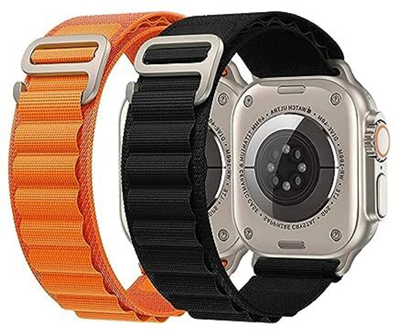 Cheetah Alpine Loop Nylon Replacement Lightweight Washable Flexible Band 49/45/44/42mm Smart Watch Strap(Orange, Black)