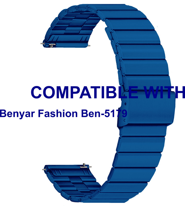 ACM WSM20H22BL4055 Watch Strap Adjustable Steel Belt 22mm for Benyar Fashion Ben-5179 Blue Smart Band Strap(Blue)