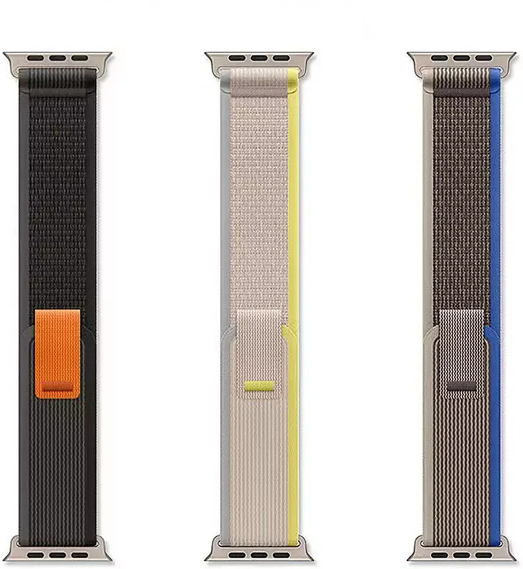 KHR Trail Loop Nylon Watch Band 49mm 45mm 44mm 42mm for Watch Ultra/Ultra 2 Band Series 9 8 7 6 5 4 3 2 1 Series SE Combo Smart Watch Strap(Yellow, Black, Blue)