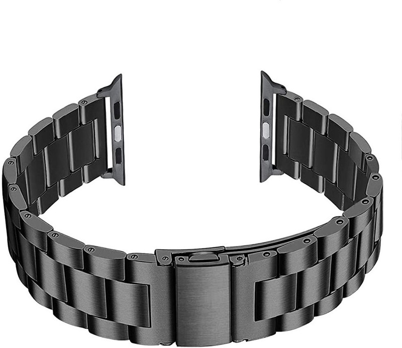 PREMBROTHERS Butterfly Closure Lock, Folding Metal Clasp, Classic Buckle, Stainless Steel Metal Chain Watch Strap Series 10 46mm 49mm 45mm 44mm 42mm for watch band Ultra2|Ultra Series 9 8 7 6 5 4 3 2 1 SE SE2 Smart Watch Strap(Black)