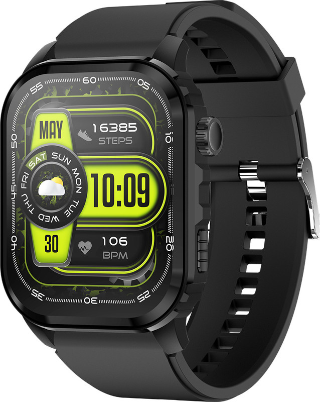 itel Alpha with 2" HD Display, 500nits Always-On Display & 150+ Watch Faces Smartwatch(Lurey Black Strap, Free Size)