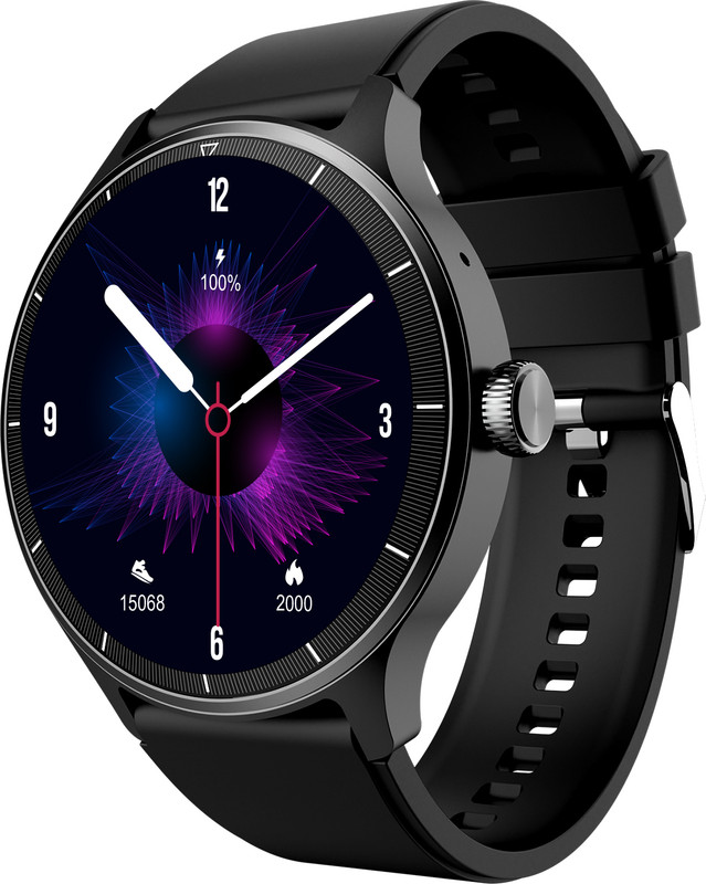 beatXP Flx 1.45" (3.6 cm) Bluetooth Calling smartwatch with round HD display Smartwatch(Electric Black Strap, Free Size)