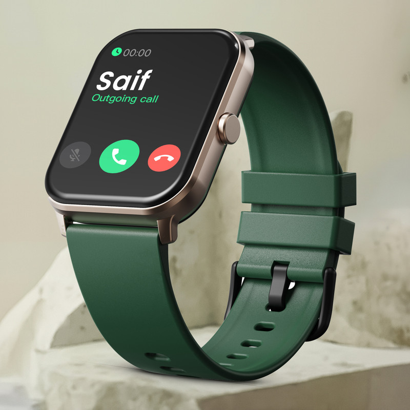 GOBOULT Drift BT Calling HD Display, 140+ Watchface, BT calling, IP68 Smartwatch(Sand Black Strap, Free Size)