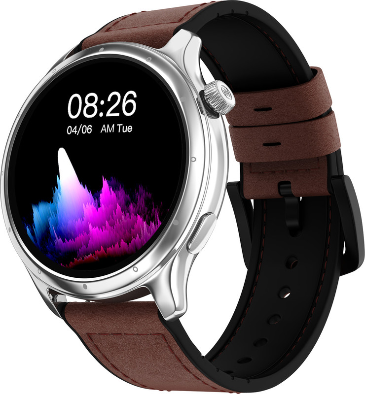 Noise Crew Pro BT Calling with 1.4" display, Metal Finish & Functional Crown Smartwatch(Brown Strap, Regular)