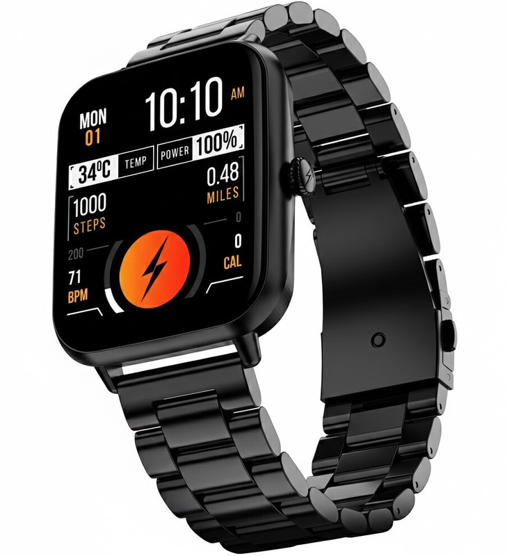 Fire-Boltt Ninja Blaze 1.83" HD Display Stainless Steel Built Bluetooth Calling Metal Body Smartwatch(Onyx Black Strap, Free Size)