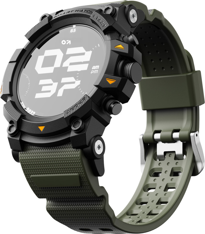 GOBOULT Thrux 1.39'' HD Screen, GPS Tracker, Working Crown, 290+ Watch Faces Smartwatch(Green Strap, Free Size)