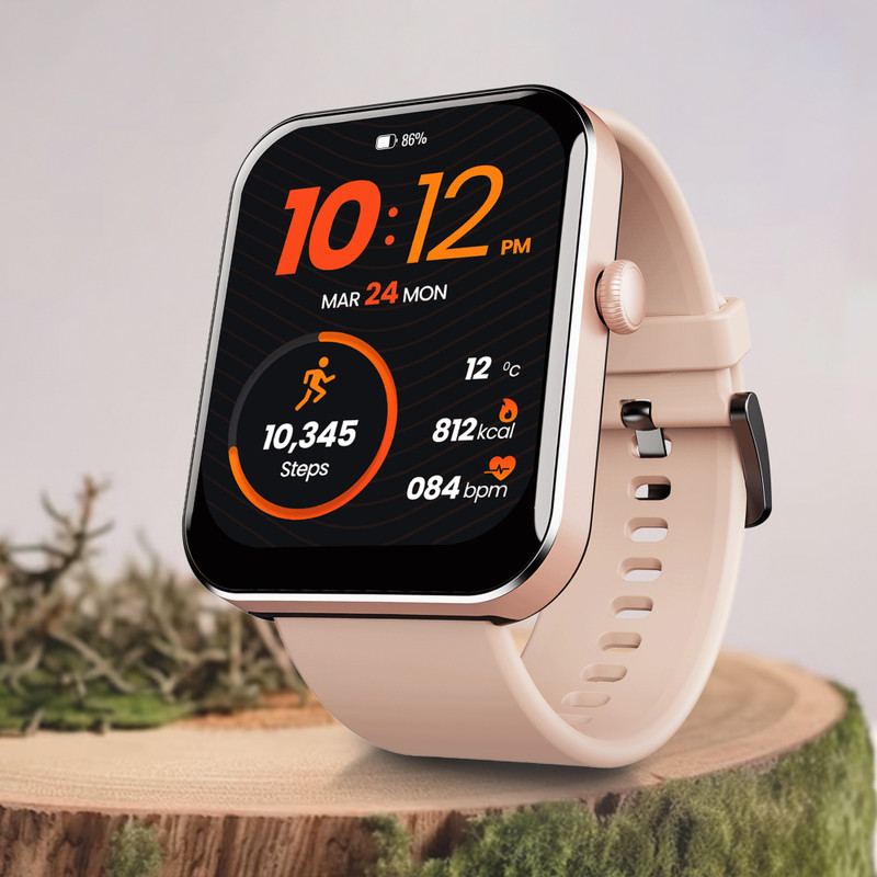 boAt Wave Flex Connect w/ 4.64 CM(1.83") HD Display,BT Calling & Premium Metal Design Smartwatch(Cherry Blossom Strap, Free Size)