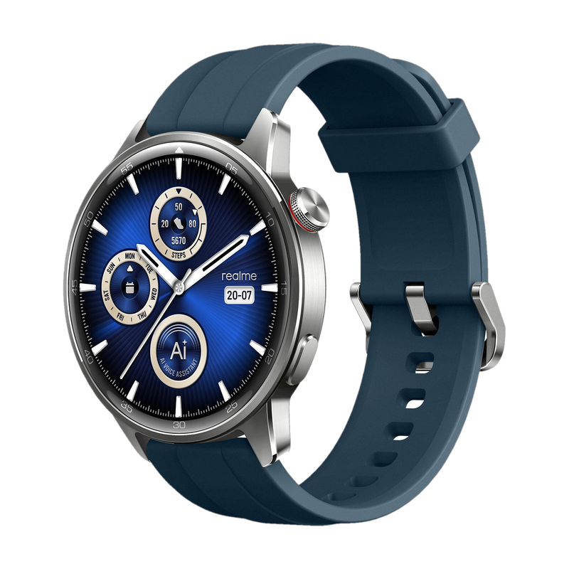 realme Watch S2, 1.43" AMOLED Display, Super AI Engine & upto 20 days battery Smartwatch(Blue Strap, One Size)