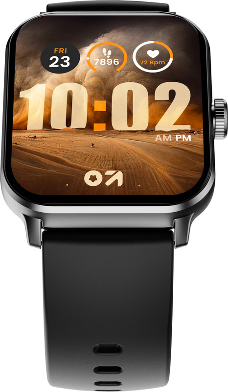GOBOULT Drift+ 1.85" ,BT Calling, 500Nits Brightness, 150+ Watchfaces Smartwatch(Jet Black Strap, Free Size)