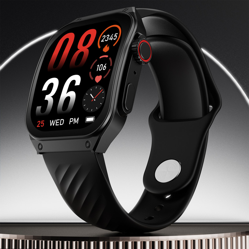 fire boltt 51.8mm (1.96") AMOLED Display, Wireless Charging, 100+ sports modes. Smartwatch(Black Strap, Free Size)