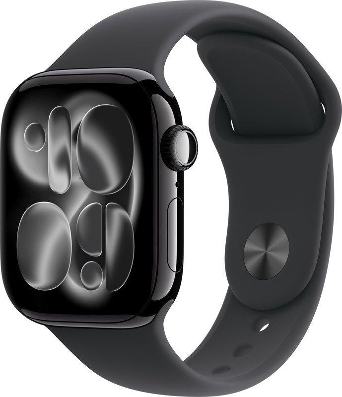 Apple Watch Series 11 GPS 46mm Jet Black Aluminium Case Black Sport Band - S/M(Black Strap, Small/Medium)