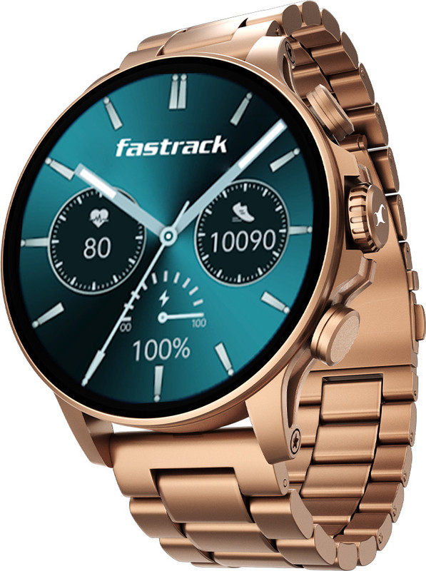 Fastrack Marvellous FX2-1.54|Super AMOLED|1000 Nits|Luxury SS Strap|Premium Fashion Men's Smartwatch(Gun Strap, Free Size)