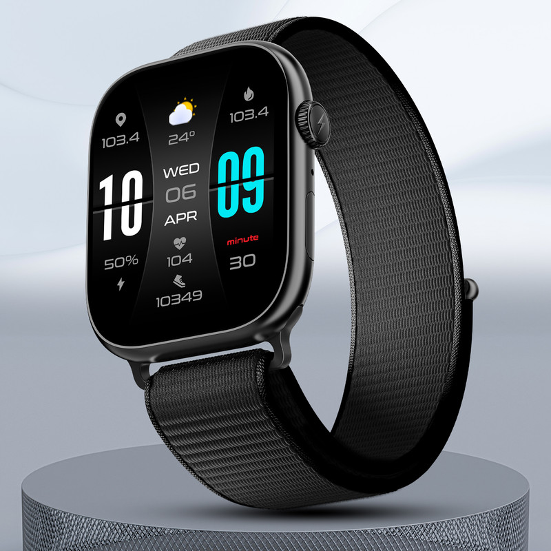 Fire-Boltt Ring X 2.01inch HD | Always-On Display | Metal Body Design | Wireless Charging Smartwatch(Black N Strap, Free Size)