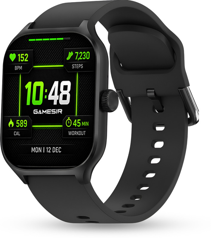 GameSir H9 2.01" Display Amoled, Bluetooth calling, Health tracking & Games with Earbuds Smartwatch(Black Strap, Free Size)