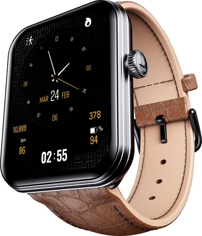 boAt Storm Plus with 1.78'' AMOLED Display, BT Calling, 100+ Sports Modes Smartwatch(Brown Strap, Free Size)