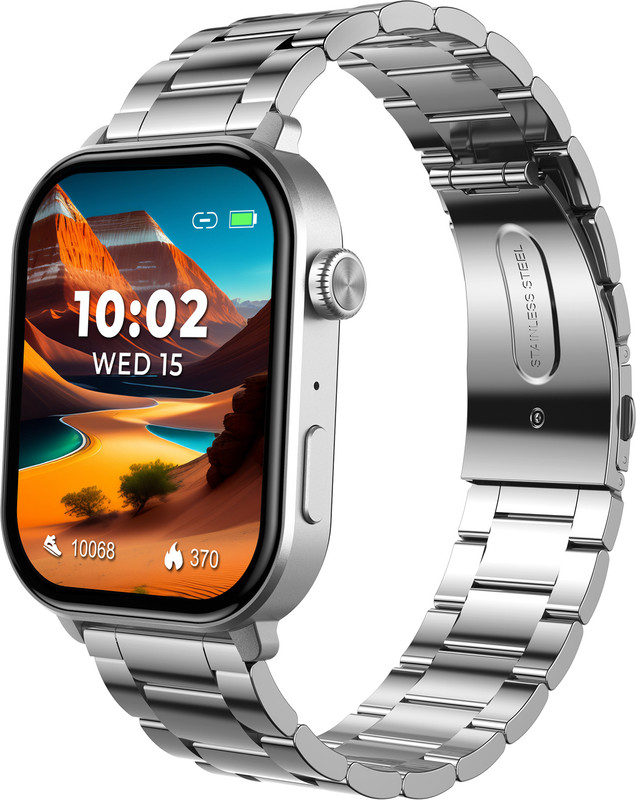 beatXP Unbound Pro 1.96'' AMOLED Display with 800 Nits, BT Calling & Metal Body, IP67 Smartwatch(Satin Silver Strap, Free Size)