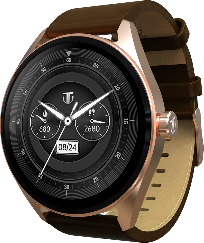 Titan Crest-1.43''|Premium Design|AMOLED|AOD|Working Crown|BT Calling|Fast Charge|IP68 Smartwatch(Brown Strap, Free Size)