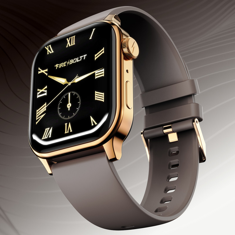 Fire-Boltt Rise Bluetooth Calling 47mm (1.85) & Rotating Crown, 123 Sports Smartwatch(Cinnamon Slate Strap, Free Size)