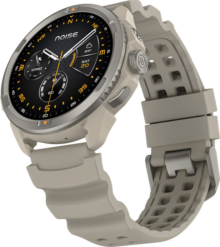 Noise Endeavour Pro Outdoor Rugged, Titanium Alloy Bezel, Dual-Band GPS, Flashlight Smartwatch(Driftstone Beige Strap, Onesize)