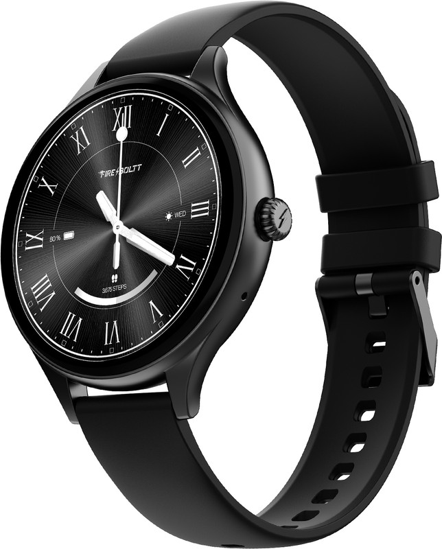 Fire-Boltt Hurricane Air 1.26 Round Display Rotating Crown Metal Body Wireless Charging Smartwatch(Carbon Blackk Strap, Free Size)