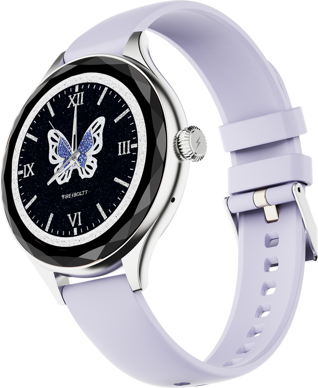 Fire-Boltt Hurricane Aura 1.26HD Display Diamond Cut Rotating Crown Wireless Charging Women Smartwatch(Lavender Mist Strap, Free Size)