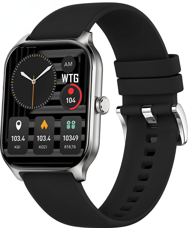 WTG 2.01" AMOLED Display BT Callig Featurs, Social Media Notification, Fitness Music Smartwatch(Black Strap, Free Size)