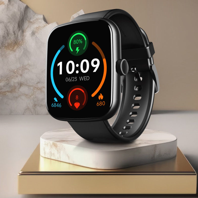 boAt Wave Beat with boAt Coins, DIY Watch Face Studio & 1.69'' HD Display Smartwatch(Black Strap, Free Size)