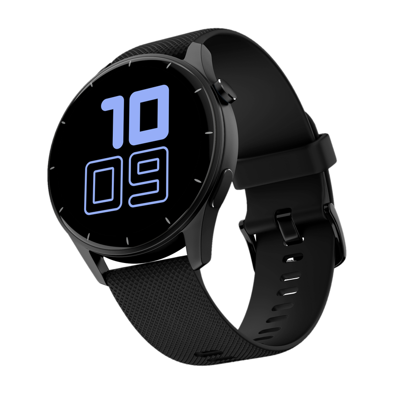 Noise Crew 1.38 Round Display with Bluetooth Calling, Metallic finish, IP68 Rating Smartwatch(Jet Black Strap, Regular)