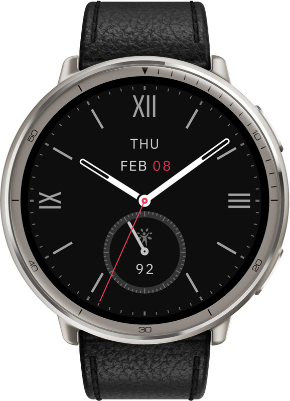 AMAZFIT Active 2 Premium, 1.32 AMOLED Display, BT Calling, GPS, 10-Day Battery, 5 ATM Smartwatch(Black Leather Strap, Free Size)