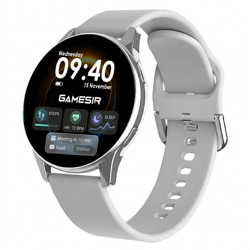 GameSir Active 2 Round Stay Connected with YouTube, Facebook, and Insta Notifications Smartwatch(Grey Strap, Free Size)