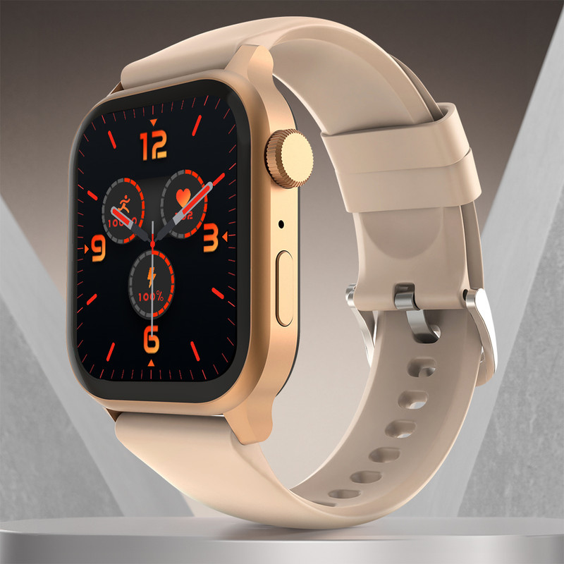 Fire-Boltt Rise Bluetooth Calling 47mm (1.85), Metal Bod & Rotating Crown, 123 Sports Smartwatch(Beige Strap, Free Size)