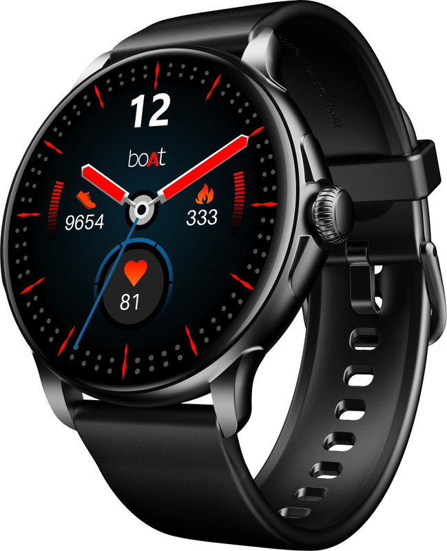 boAt Lunar Oasis w/TBT Navigation,Dynamic UI,1.43''(3.6 cm) AMOLED Display & QR Tray Smartwatch(Active Black Strap, One Size)