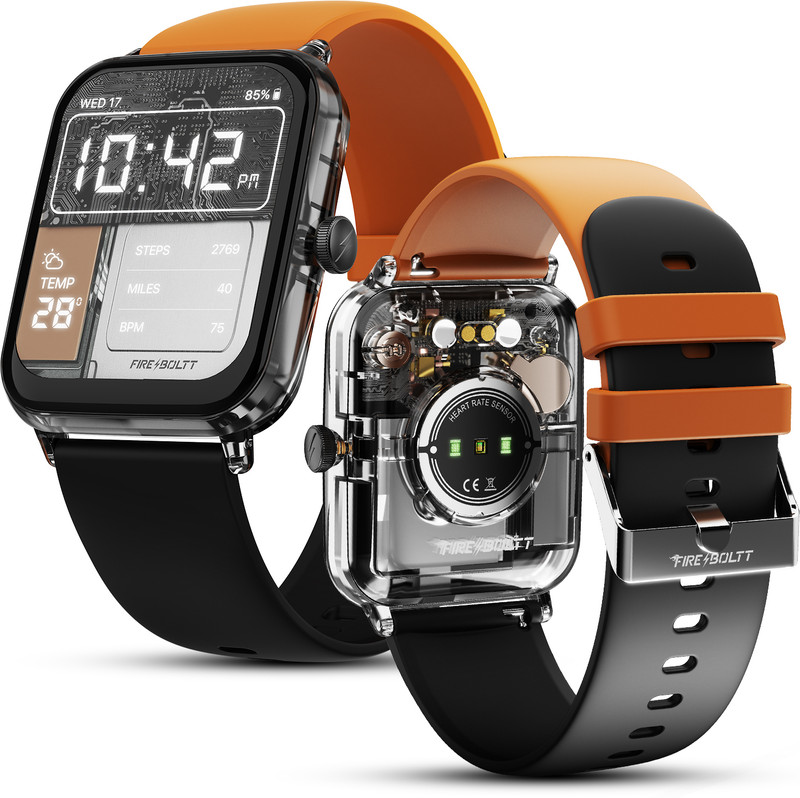 Fire-Boltt Ninja Phantom Smartwatch(Blaze Orange Strap, Free Size)