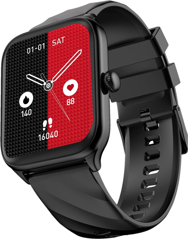 Cellecor STEW 1.83" BT Calling, 500 NITS, AI Voice Assistant,SPo2,HR, Split Screen Smartwatch(Black Strap, Free Size)