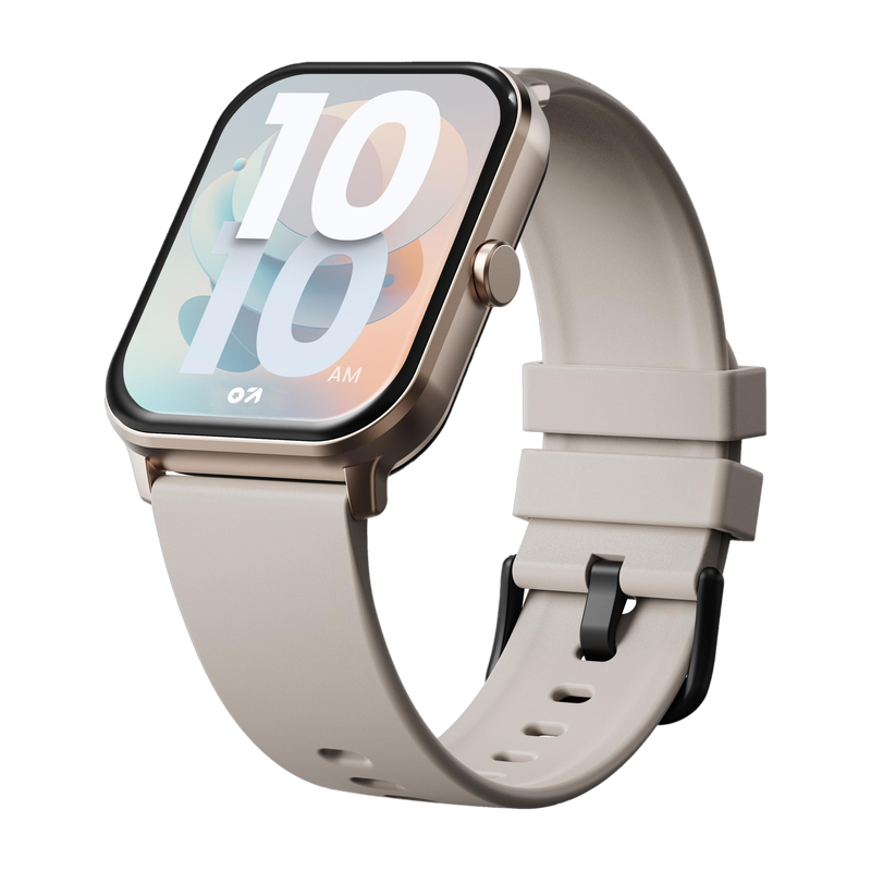 GOBOULT Drift BT Calling HD Display, 140+ Watchface, BT calling, IP68 Smartwatch(Beige Strap, Free Size)