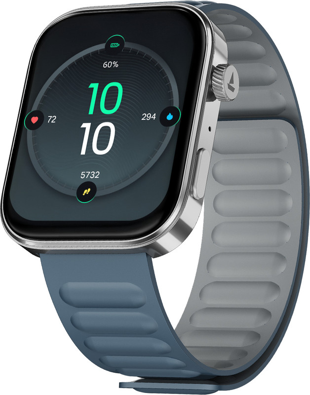 boAt Chrome Endeavour, Premium Metal Body, AI Coach, 1.96" (4.97cm) AMOLED Display Smartwatch(Magnetic Blue Strap, Free Size)